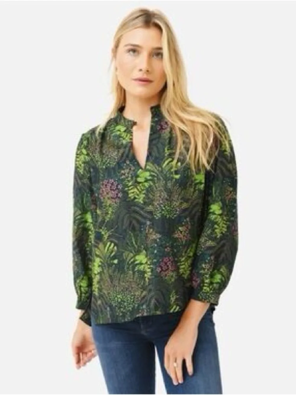 Trovata Birds of paradis Bailey Blouse Floral-Print V-Neck - Picture 2 of 7